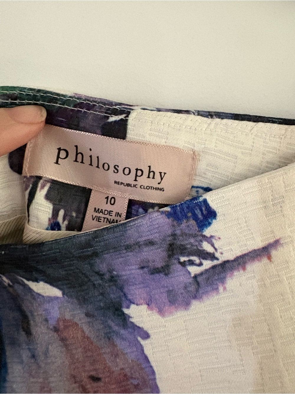 Philosophy Cream Pencil Skirt with Teal, Blue and Purple Floral Print - Picture 2 of 5